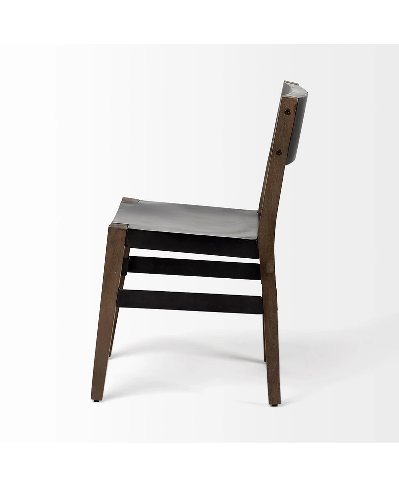 Metal and Wood Open Back Dining Chair for Industrial Style Seating