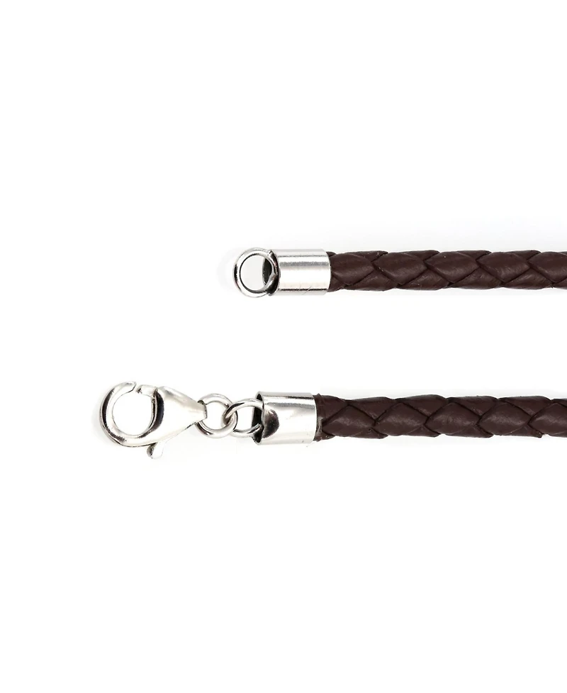 Bling Jewelry Set of 2 Black Brown Leather Braided Cord Necklace