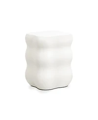 LuxenHome White MgO Modern Curves Square 18.5-Inch Tall Side Table, Indoor and Outdoor
