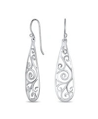 Bling Jewelry Balinese Dangle Earrings with Filigree Swirl in Sterling Silver