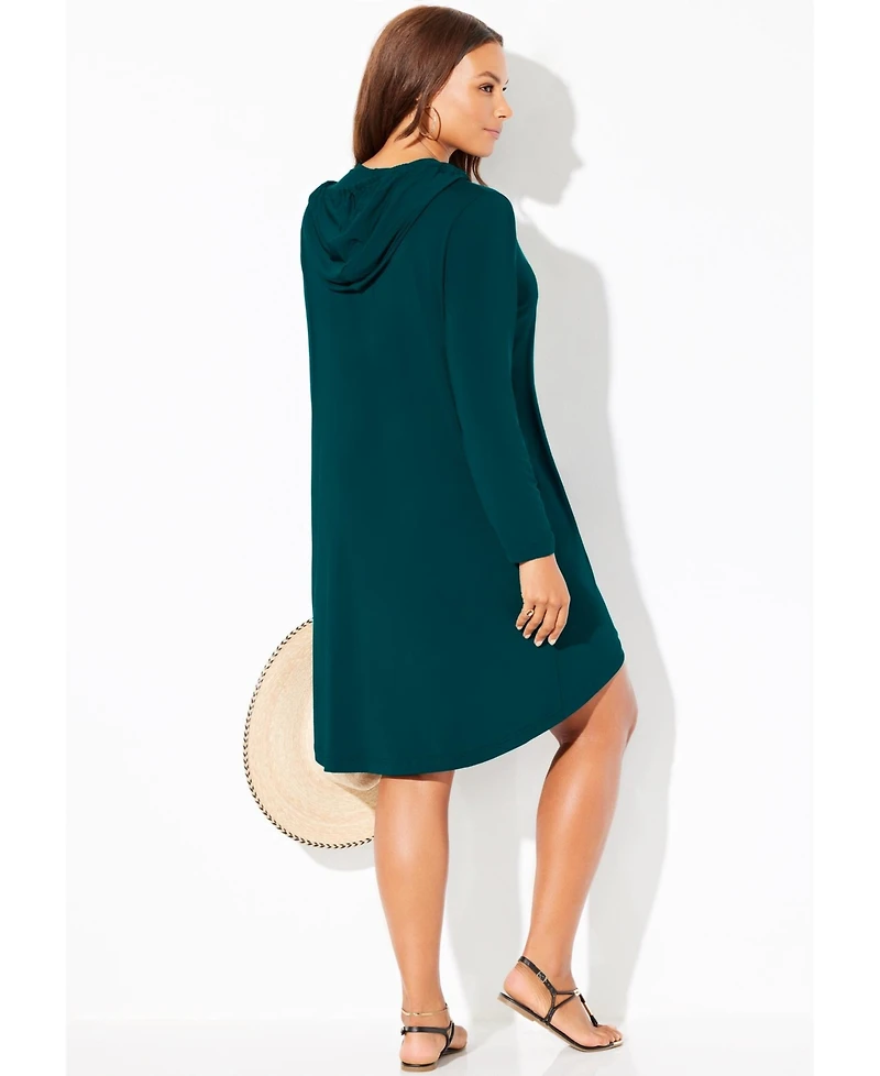 Swimsuits for All Women's Pack & Go Wrinkle-Resistant Cover Up Hoodie Dress