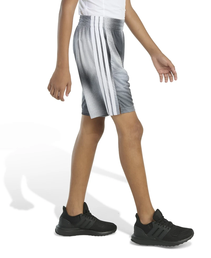 adidas Big Boys Elastic Waistband Motion Gradient Printed 3-Stripe Shorts