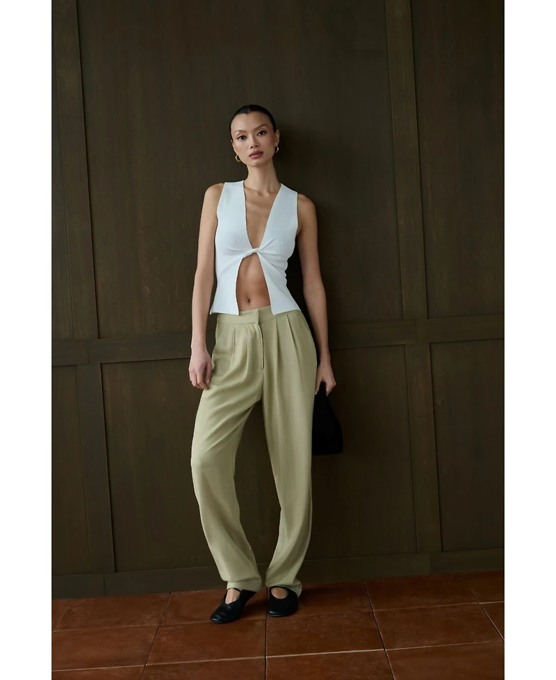 WeWoreWhat Women's Linen Trouser