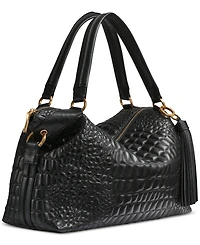 Donna Karan New York Glenwood Quilted Croc Top Handle Satchel with Tassel Detail