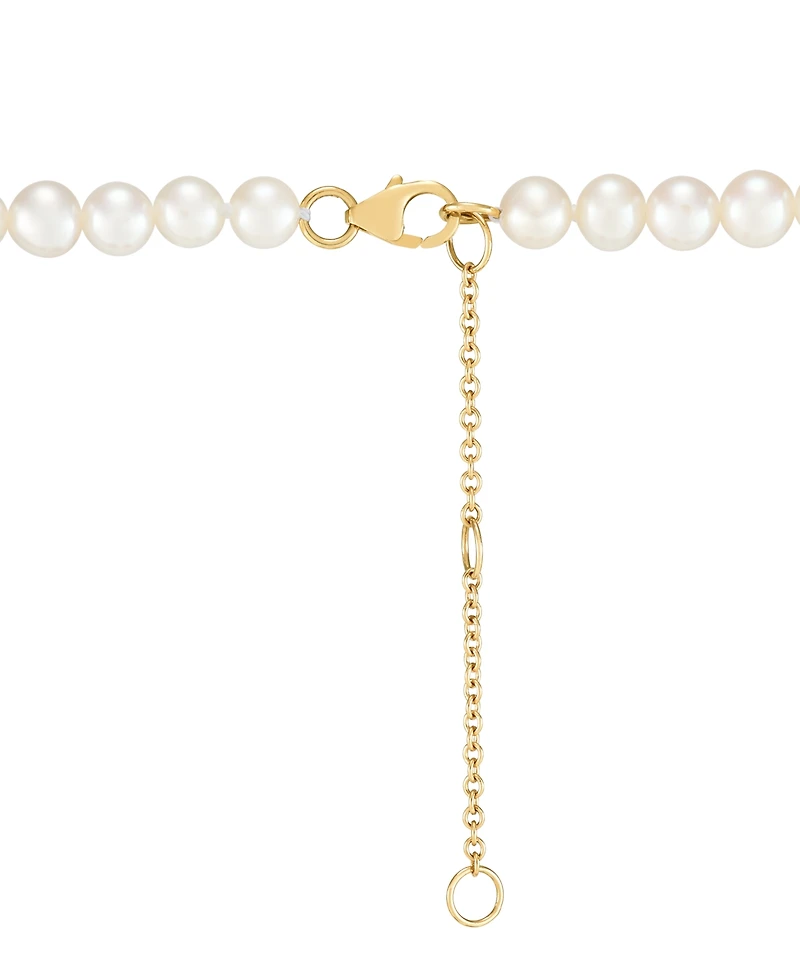 Grown With Love Cultured Freshwater Pearl (5-6mm) & Lab Grown Diamond (3/4 ct. t.w.) Heart Pendant Necklace in 14k Gold, 18" + 1" extender