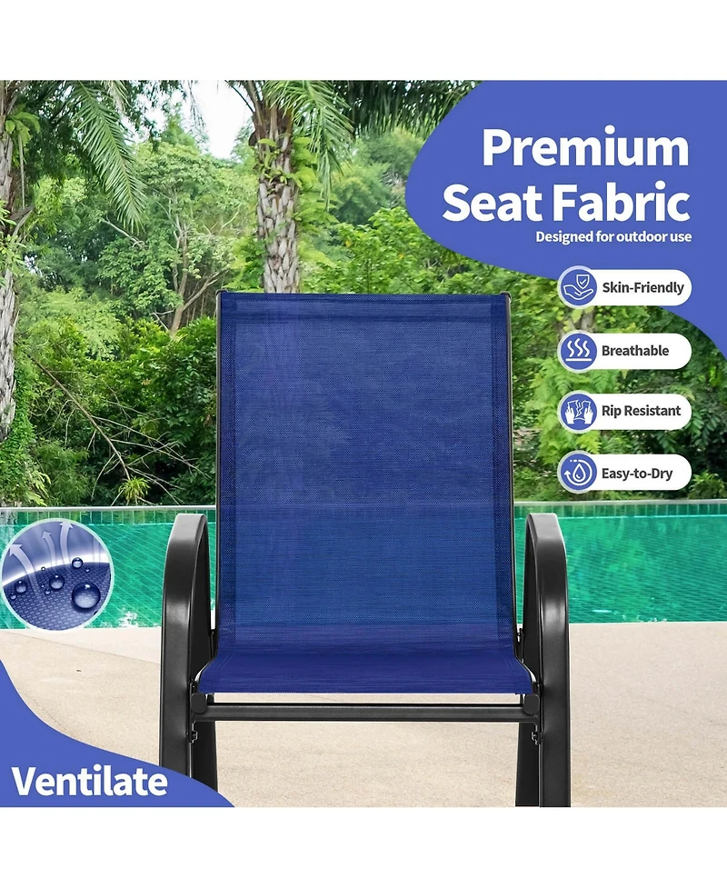 2pcs Patio Rocking Chair Heavy-Duty Metal Rocker Outdoor Anti-Slip