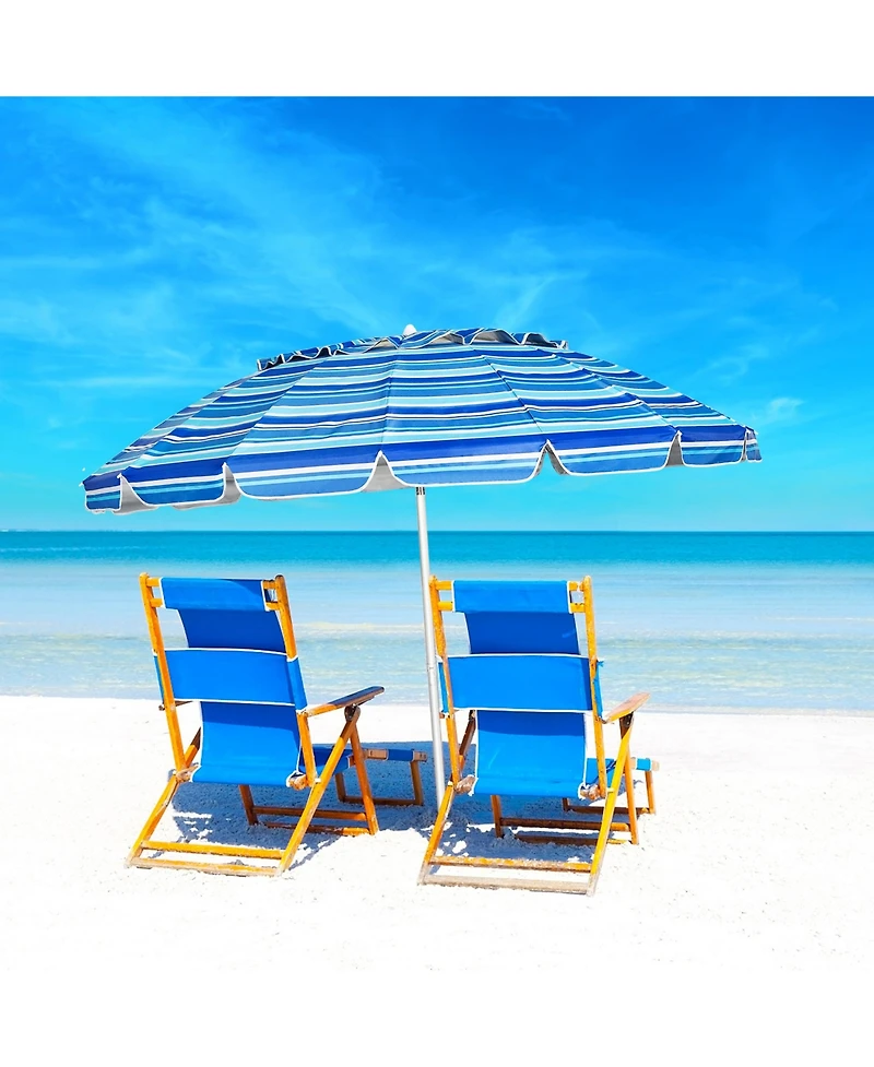 Gymax 8ft Beach Umbrella Outdoor Patio Garden w/ Carrying Bag Sand Anchor