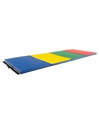 4-Panel Pu Leather Folding Exercise Mat with Carrying Handles-Multicolor