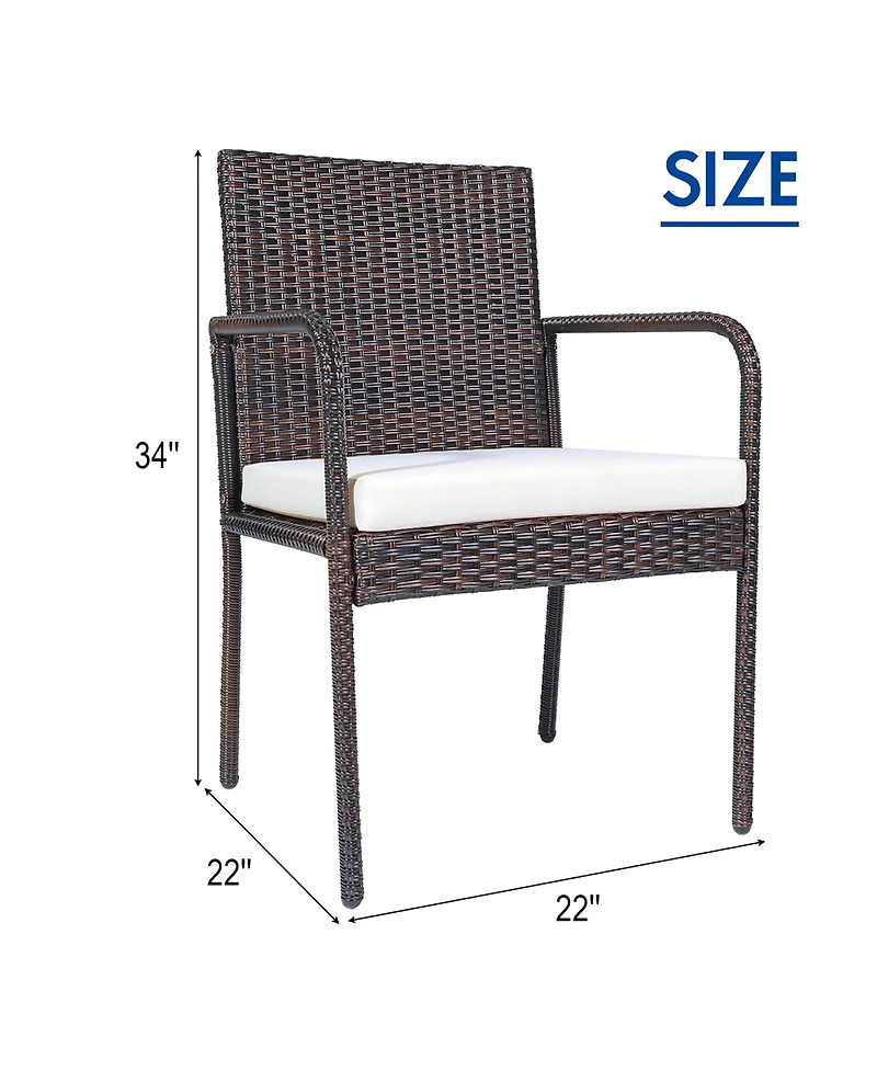 4 Pcs Outdoor Patio Rattan Dining Chairs Cushioned Sofa