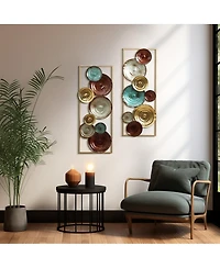 LuxenHome 2-Piece Multi-Color Gems Abstract Metal Wall Decor Set