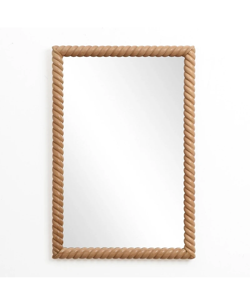 LuxenHome Beech Wood Frame Rectangle 35.4-Inch Tall Wall Mirror, Accent and Vanity