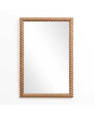 LuxenHome Beech Wood Frame Rectangle 35.4-Inch Tall Wall Mirror, Accent and Vanity