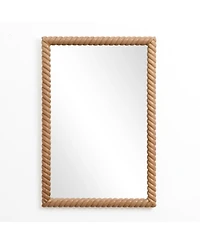 LuxenHome Beech Wood Frame Rectangle 35.4-Inch Tall Wall Mirror, Accent and Vanity