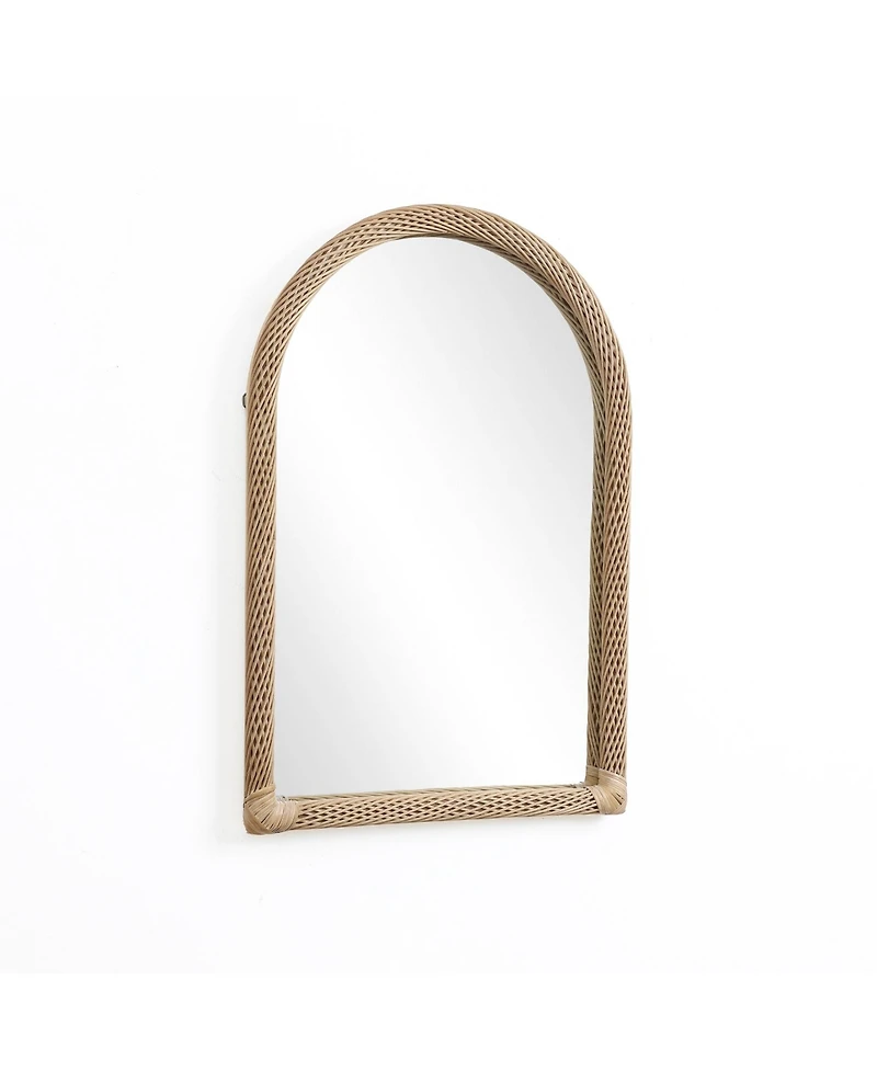 LuxenHome Bamboo Frame Arch Rectangle Accent Wall and Vanity Wall Mirror