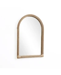 LuxenHome Bamboo Frame Arch Rectangle Accent Wall and Vanity Wall Mirror