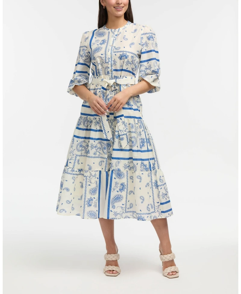 Ellen Tracy Women's Patchwork Printed Maxi Dress