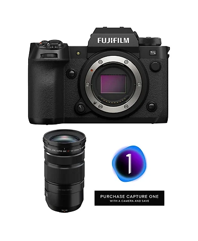 Fujifilm X-H2S Mirrorless Camera, Black with Fujiflm XF18-120F4 Lm Pz Wr,Capture One Pro Camera Bundle Code