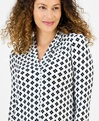 Jm Collection Petite Printed 3/4-Sleeve Top, Exclusively at Macy's