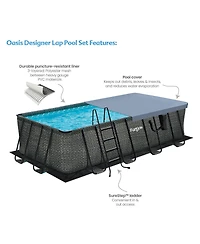 Funsicle 18' x 9' x 52" Oasis Rectangle Outdoor Above Ground Swimming Pool, Gray