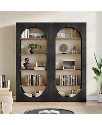 Tribesigns 5-Tier Black Arched Bookshelf, 70.87-Inch Tall Arch Bookcase with Storage, Modern Book Shelf Storage Organizer for Living Room, Home Office