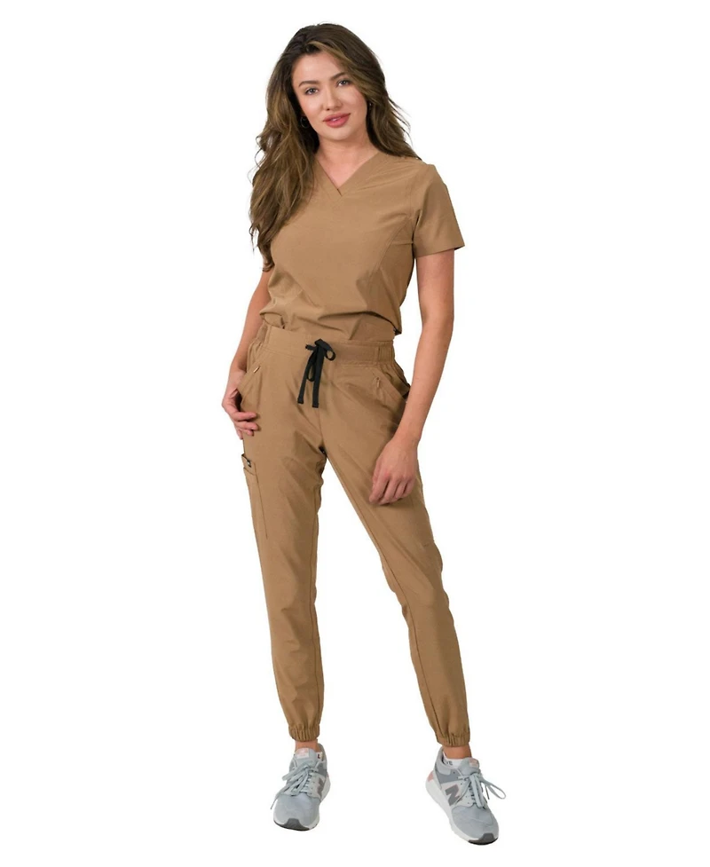 Medgear Women's Olivia 4 Pocket Top Gathered Jogger Pants Set
