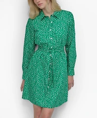 Dkny Women's Belted Star-Print Cotton Mini Dress
