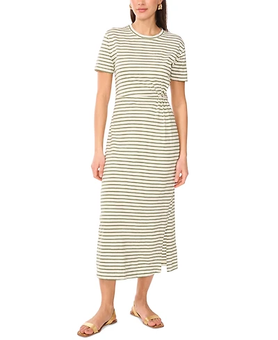 Vince Camuto Women's Cotton Striped Ruched Midi Dress