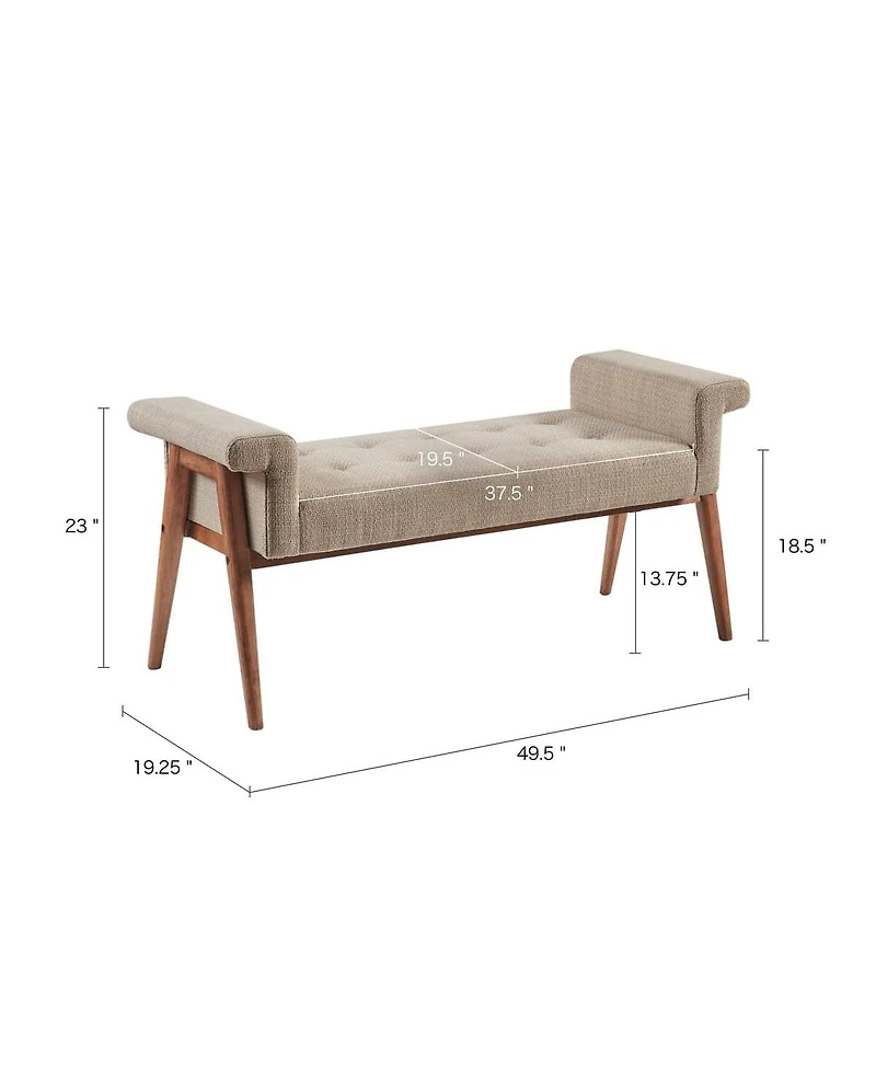 Tufted Upholstered Accent Bench with Key Arm Design and Solid Wood Legs for Living Room or Bedroom Seating-The Pop Home