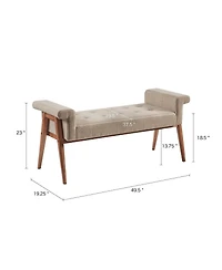 Tufted Upholstered Accent Bench with Key Arm Design and Solid Wood Legs for Living Room or Bedroom Seating-The Pop Home