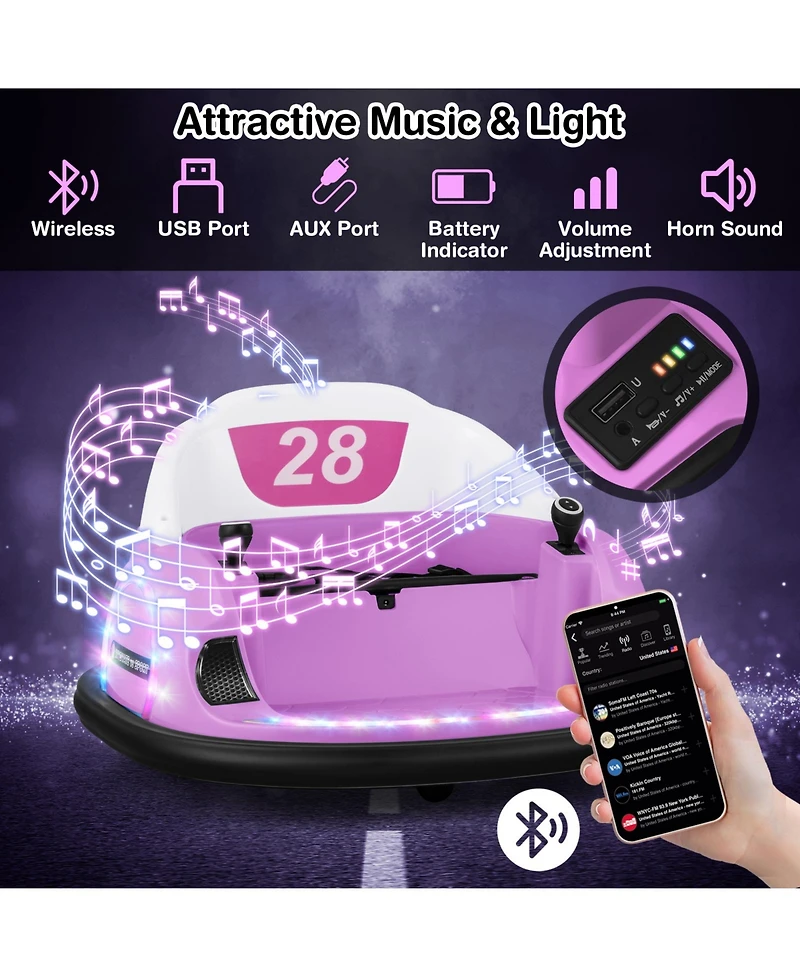 12V 360° Ride on Bumper Car for Toddlers with Remote Control