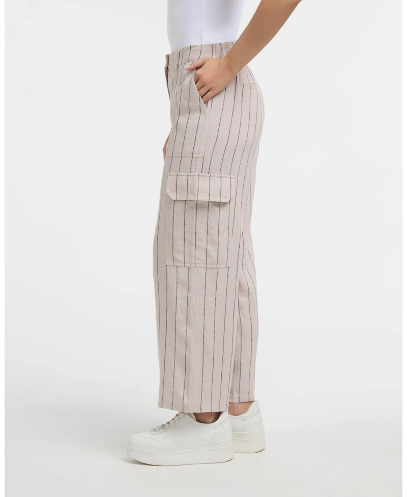 Ellen Tracy Women's Linen Cargo Wide Leg Pant
