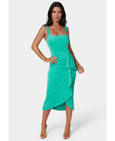 Bebe Women's Scuba Bustier Ruffle Wrap Dress