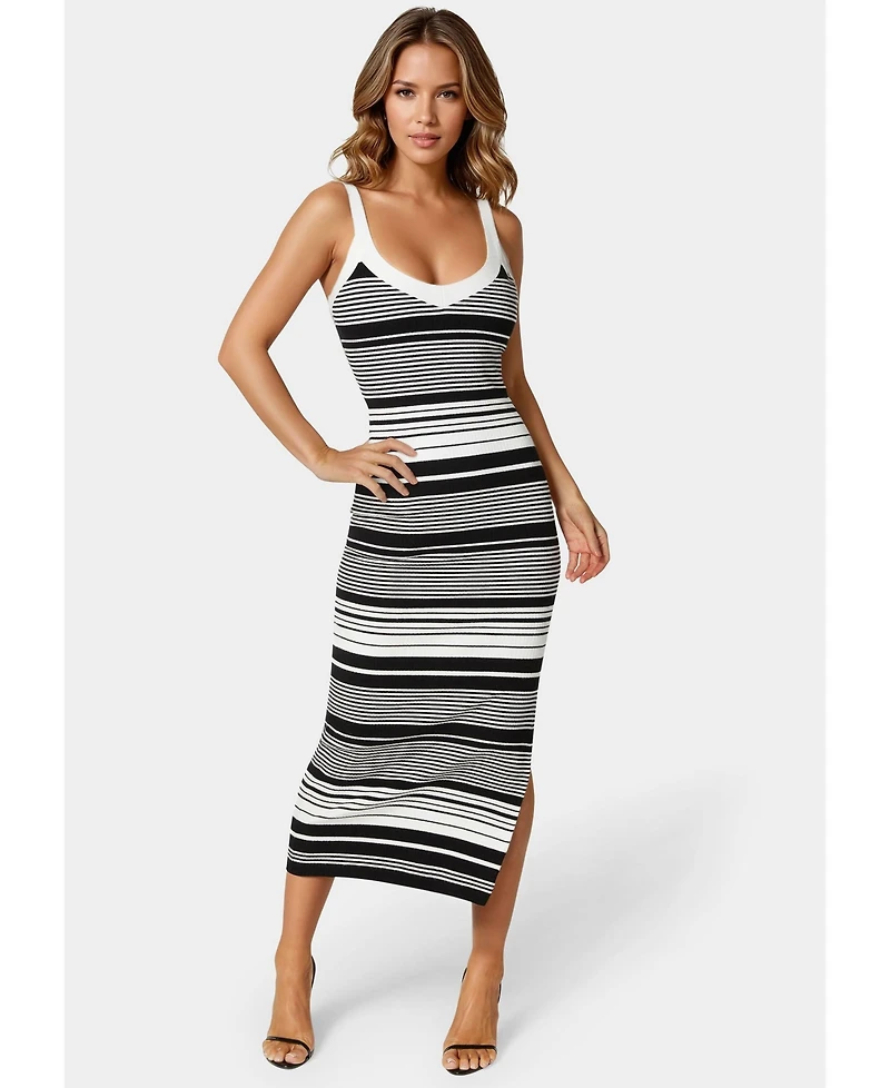 Bebe Women's Striped Sweater Midi Dress