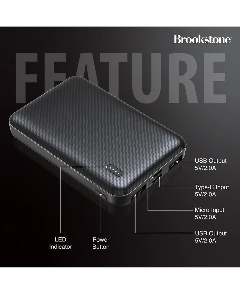 Brookstone 5,000mAh Carbon Fiber Multi-Port Slim Power Bank