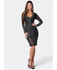 Bebe Women's Crystal Mesh Midi Dress