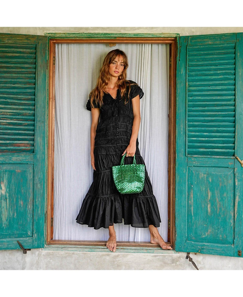 La Tote Metallic Bag In Green