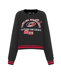 Pro Standard Women's Black Carolina Hurricanes Area Code Cropped Pullover Sweatshirt