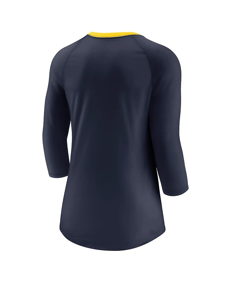 Jordan Women's Navy Michigan Wolverines Tri-Blend Raglan 3/4 Sleeve Top