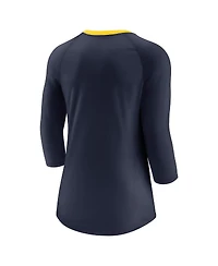 Jordan Women's Navy Michigan Wolverines Tri-Blend Raglan 3/4 Sleeve Top