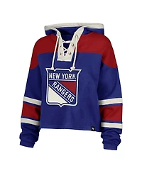 '47 Brand Women's Artemi Panarin Blue New York Rangers Superior Lacer Cropped Pullover Hoodie