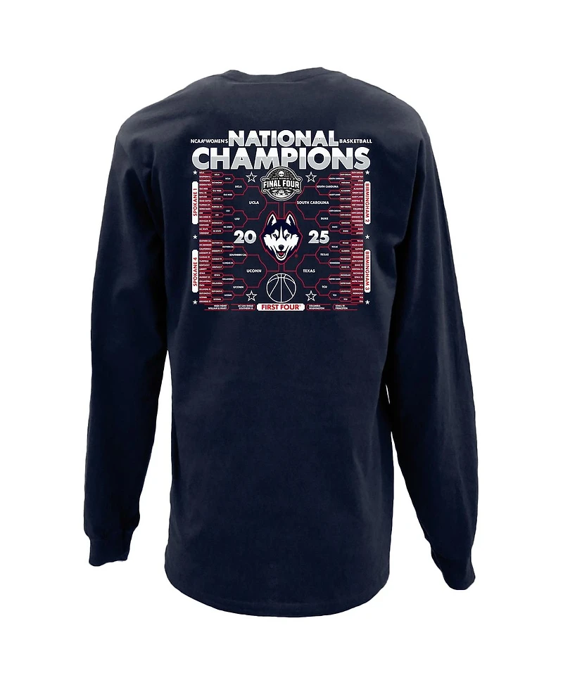 Blue 84 Men's Navy UConn Huskies 2025 Ncaa Women's Basketball National Champions Bracket Long Sleeve T-Shirt