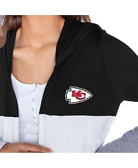 Gameday Couture Women's Black Kansas City Chiefs Tri-Blend Color Block Lightweight Cardigan Hoodie
