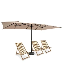 Gymax 15FT Double-Sided Market Umbrella Large Crank Handle Vented Twin Patio