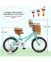 16 Inch Kids Bike Retro Bicycle with Adjustable Height and Basket for Ages 4-8 Years Old