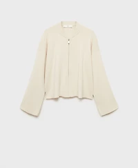 Mango Women's Rib-Knit Zipper Jacket