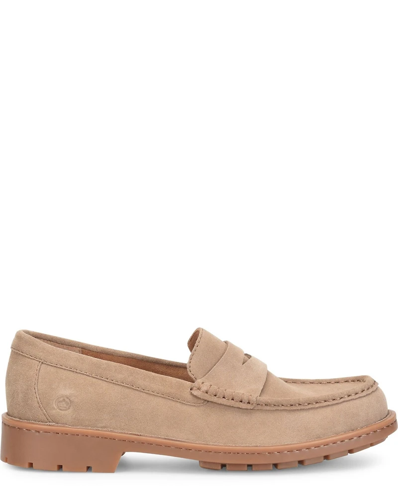 Born Men's Langley Suede Leather Slip On Penny Loafers
