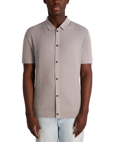 Karl Lagerfeld Paris Men's Knit Cardigan Polo Shirt
