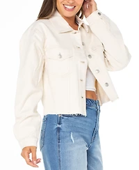 Celebrity Pink Juniors' Frayed-Hem Cropped Denim Jacket