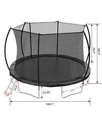 Streamdale 14FT Trampoline (Double-side color pad), Trampoline for Kids and Adults with Enclosure Net and Ladder,Curved fence pole