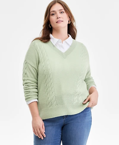 Charter Club Plus 100% Cashmere Drop-Shoulder Sweater, Macy's Exclusive